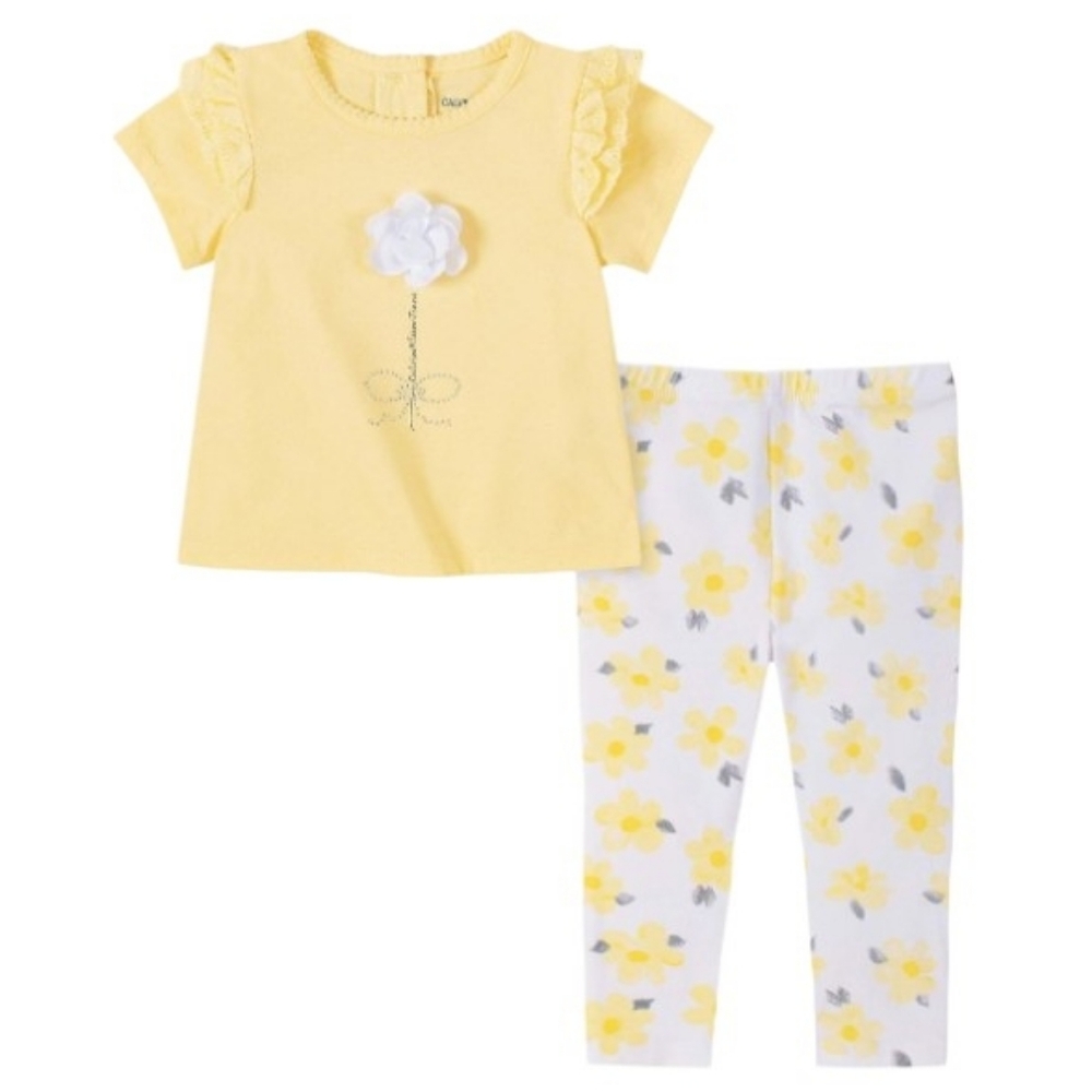 Calvin Klein Jeans Yellow & White Floral 2 Piece Set 18M